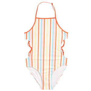 Treasure & Bond Cutout One Piece Swimsuit in Multi Pinstripe Sz 14 NEW WITH TAGS